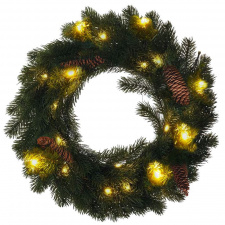 Vianočný veniec, priemer 40cm, 15LED, 3x AA, IP44, časovač