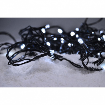 LED vianočná reťaz, 300 LED, 30m, prívod 5m, 8 funkcií, časovač, IP44, studená biela