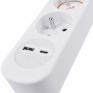 Predlžovací prívod 5 zásuviek, USB A+C nabíjačka 12W, 3m, 3 x 1mm2, biely, vypínač
