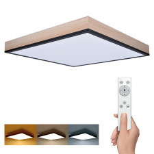 LED ceiling lighting with remote control, square, wood decor, 3000lm, 40W, 45x45cm