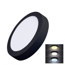 LED mini panel CCT, prisazený, 18W, 1530lm, 3000K, 4000K, 6000K, okrúhly, čierna farba