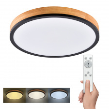 LED stropné osvetlenie s diaľkovým ovládaním, 40W, 3300lm, okrúhle, drevo, 45cm