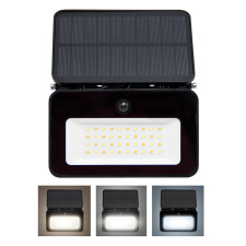 LED solárny reflektor so senzorom, 6W, 660lm, 3CCT, Li-Ion, čierna