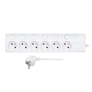 Predlžovací prívod 6 zásuviek, 3m, 3 x 1mm2, biely, 6+1 vypínač