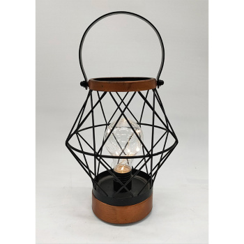 Kovový lampáš so žiarovkou s micro LED, teplá biela, 3xAA, 20cm