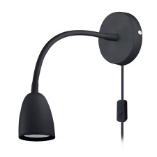 LED nástenná lampička, stmievateľná, 4W, 280lm, 3000K, čierna