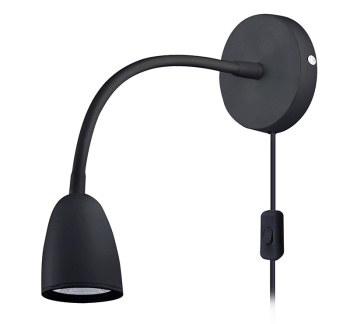 LED nástenná lampička, stmievateľná, 4W, 280lm, 3000K, čierna