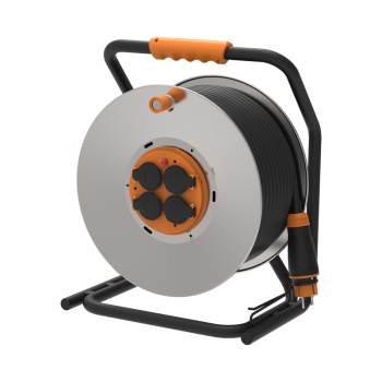 Predlžovací prívod - na kovovom bubne, 4 zásuvky, 40m kábel guma-neoprén, 3x 2,5mm2, IP44