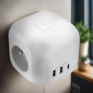 Rozbočka kocka, 3x 16A + USB A+C, biela, vypínač