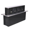 3z + USB A+C 20W PD výsuvný blok zásuviek, 2m, nerez oceľ