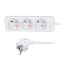 Predlžovací prívod 3m, 3 zásuvky, 16A/3680W, PVC, biely