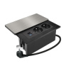 Vestavný blok zásuviek s posuvným krytom, 2 zásuvky, USB A+C 65W PD, 2m, strieborný