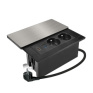Vestavný blok zásuviek s posuvným krytom, 2 zásuvky, HDMI, USB A+C 20W PD, 2m, strieborný