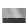 Vestavný blok zásuviek s posuvným krytom, 2 zásuvky, HDMI, USB A+C 20W PD, 2m, strieborný