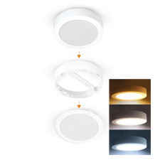 LED mini panel kúpeľňový 2v1, 3CCT, podhľadový / prisadený, 24W, 2040lm, IP54, biela, okrúhly
