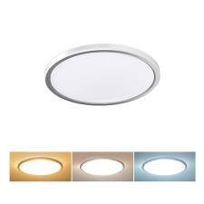 LED osvetlenie Acate s ochranou proti vlhkosti, IP54, 18W, 1620lm, 3CCT, 22cm, strieborná