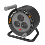 Predlžovací prívod na bubne 15m, 3 zásuvky, čierny kábel, 3x 1,0mm2