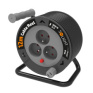 Predlžovací prívod na bubne 12m, 3 zásuvky, čierny kábel, 3x 1,5mm2