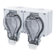 Dvojzásuvka IP66, vodotesná a prachotesná