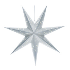 LED vianočná hviezda strieborná, závesná, časovač, 60cm, 20x LED, 2x AA