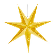 LED vianočná hviezda zlatá, závesná, časovač, 60cm, 20x LED, 2x AA