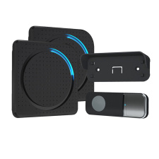 2x bezdrôtový zvonček, do zásuvky, 200m, čierny, learning code