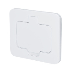 Vstavaná podlahová zásuvka, IP55, matná biela, obdĺžnikové viečko