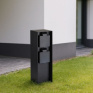 Záhradný stĺpik IP44, hliník, 2 zásuvky, čierny