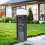 Záhradný stĺpik IP44 s LED osvetlením, hliník, 2 zásuvky, čierny
