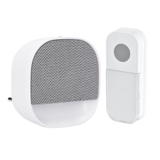 Bezdrôtový zvonček s nočným svetielkom, do zásuvky, 180m, biely, learning code