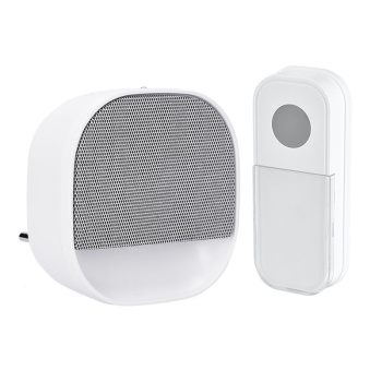 Bezdrôtový zvonček s nočným svetielkom, do zásuvky, 180m, biely, learning code