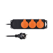 Predlžovací prívod 5m, 3 zásuvky IP44, 3 x 2.5mm2, kábel guma-neoprén H07RN-F