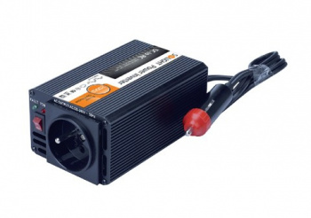 Invertor 12V, USB 500mA, kovový, čierny, max. zaťaženie: 200W