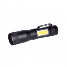 LED kovové svietidlo, 150+60lm, 3W + COB, AA, čierna