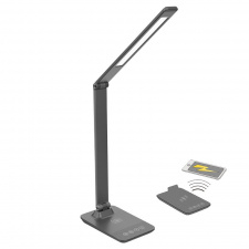 LED stmievateľná lampička s bezdrôtovým nabíjaním, 10W, zmena chromatickosti, sivá LED stmievateľná lampička s bezdrôtovým nabíjaním, 10W, zmena chromatickosti, sivá
