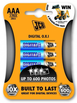 JCB OXI DIGITAL alkalická batéria LR03, blister 4 ks