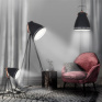 Stojaca lampa Torino, trojnožka, 145cm, E27, čierna