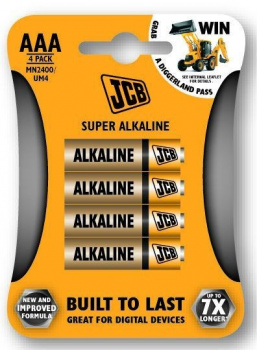 JCB SUPER alkalická batéria LR03, blister 4 ks