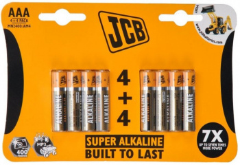 JCB SUPER alkalická batéria LR03, blister 8 ks